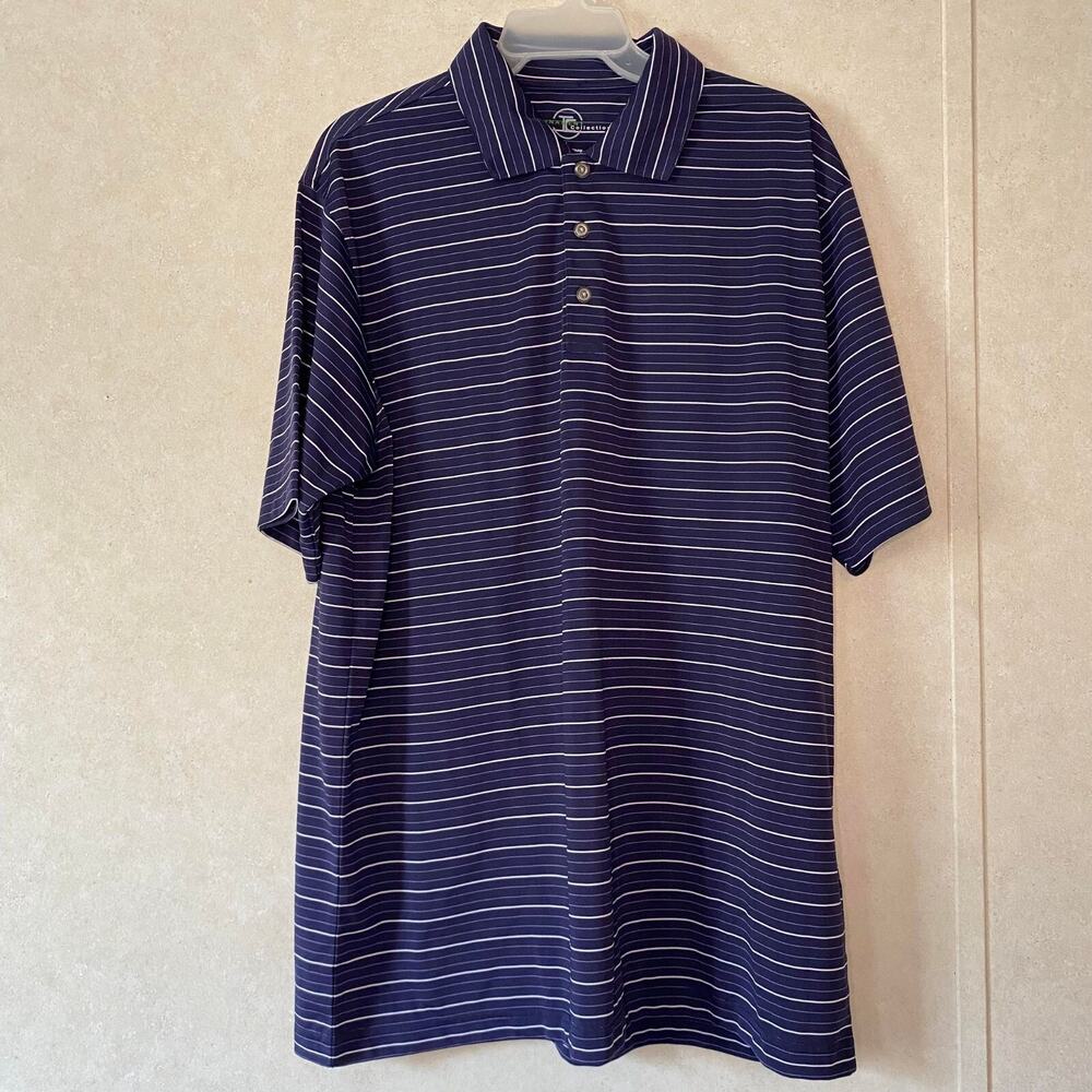 Tournament Collection Shirt Short SleeveCollar Blue and White Stripes L